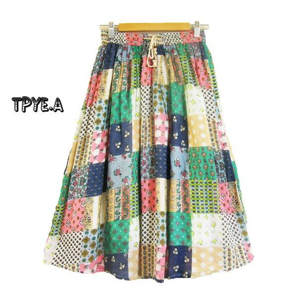 ボトムス インド製 パッチワーク風 プリントミディアム スカート エスニック 山ガール アウトドア ファッション 395i061 夢ネット 通販 Yahoo ショッピング