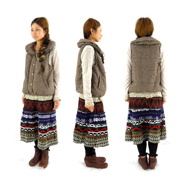 スカート ひざ丈 803 山ガール ファッション レディース タイツ レギンス 冬 ティアード ニット 5段 レトロ 民族 柄 森ガール 416i07i 夢ネット 通販 Yahoo ショッピング