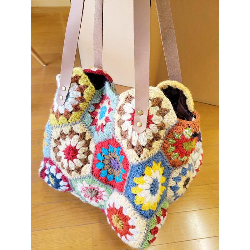 ショルダーバック 毛糸 クロシェ 手編み風 「THAILAND」 エスニック