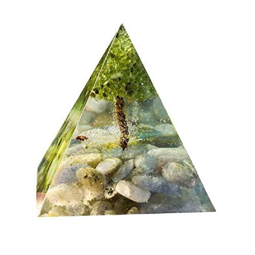 オルゴナイト ピラミッド 60x60mm 天然石 7つのチャクラ パワーストーン 置物 浄化 水晶 エネルギー 恋愛運 結婚運 人間関係 対人運 仕事