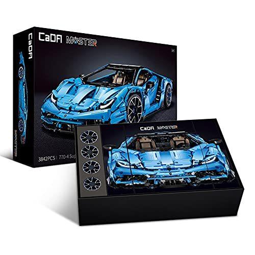 CaDA ブロックキット スポーツカー 3，842ピース 最長辺59cm ハイメカニクス ブルー スポーツカー