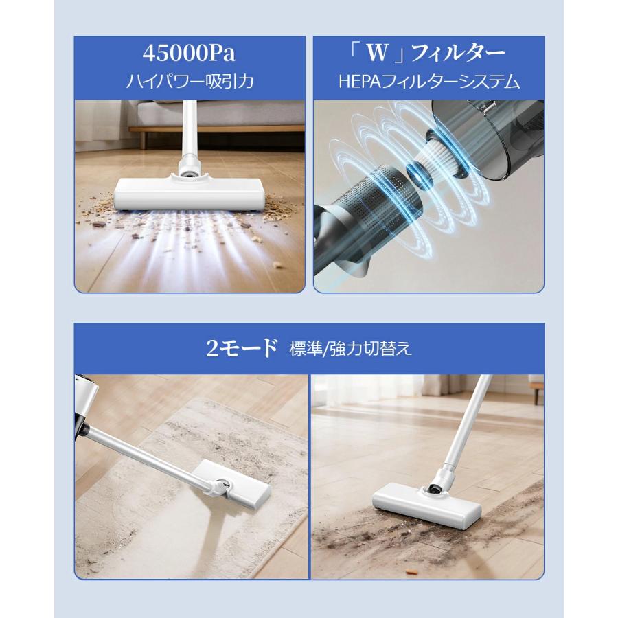 Joyhouse 「クーポンで6,980円」掃除機 コードレス 45000Pa吸引力 45分