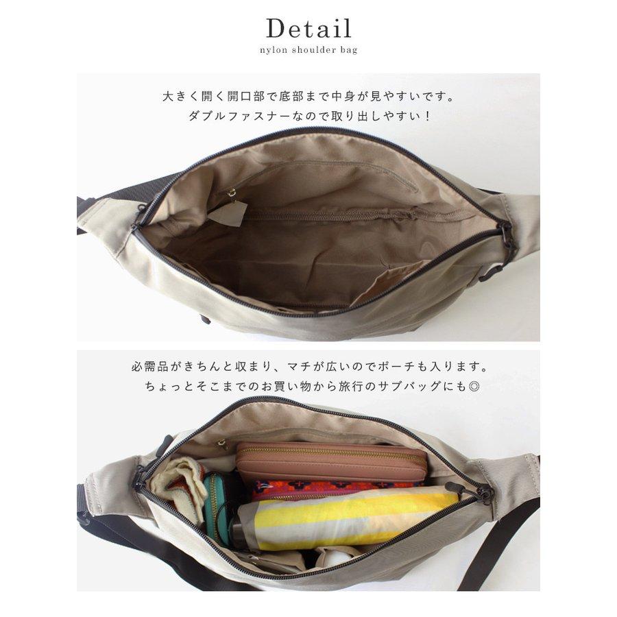 シンプルなデザイン軽量はっ水舟形ショルダーバッグ(カーキ） : ゆめ