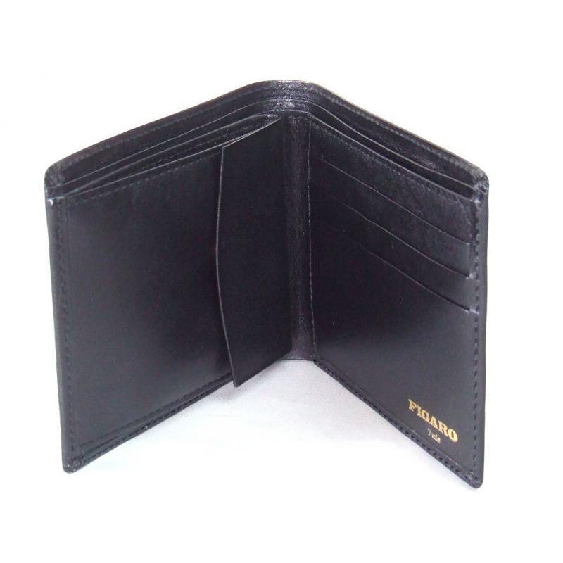 grover leather レザー製黒二つ折り財布 財布 メンズ 二つ折り 本革 小銭入れあり 二つ折り財布 ゴートレザー