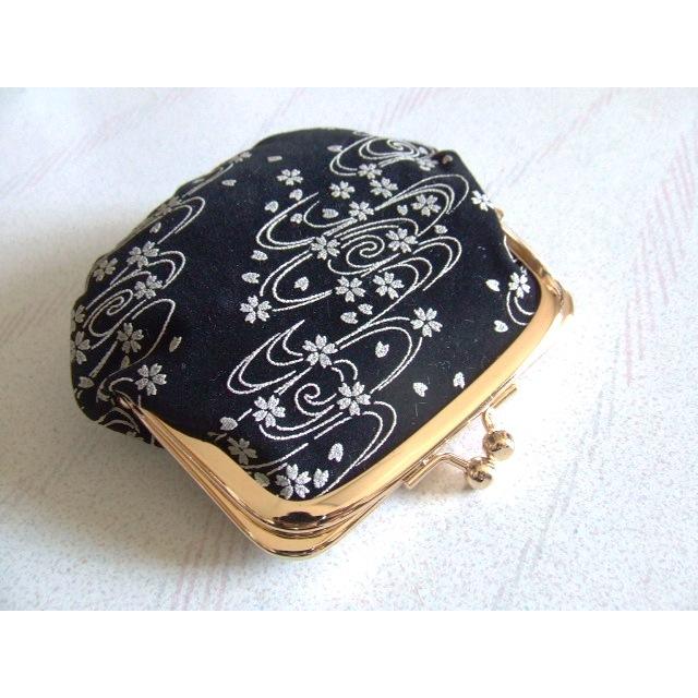 印伝風桜水面柄レディース手のひらサイズのがま口財布（日本製