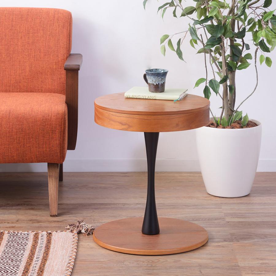 東谷 サイドテーブル 収納付 幅40センチ 丸テーブル 北欧 モダン