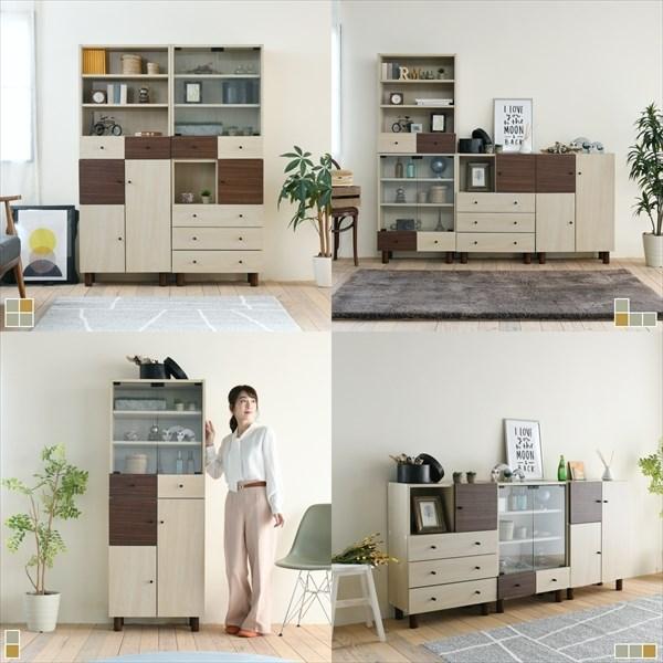 キャビネット 扉付き 幅60 奥行30 ナチュラル おしゃれ 北欧モダン 木製 組み合わせ家具 サイドボード 収納家具 リビング リビング収納家具 本棚_2