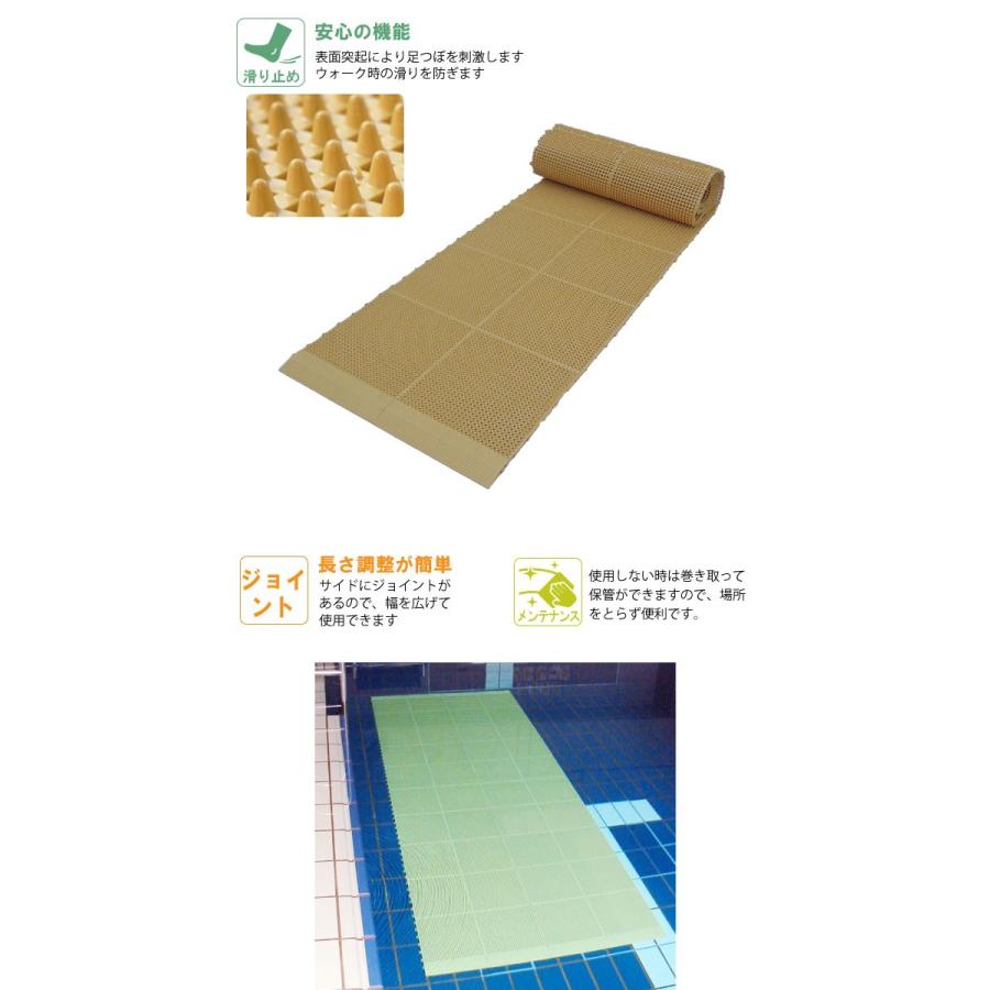 アクアウォーキング用マット 游散歩 長さ3m 幅60cm 厚さ1.5cm 滑り止め 安全   温泉施設 銭湯 サウナ スポーツ施設の画像
