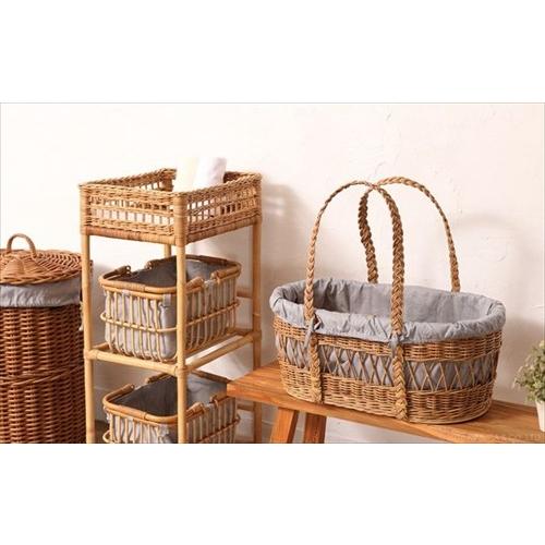 ラタン 手提げバスケット ペットキャリー Mサイズ Natural rattan