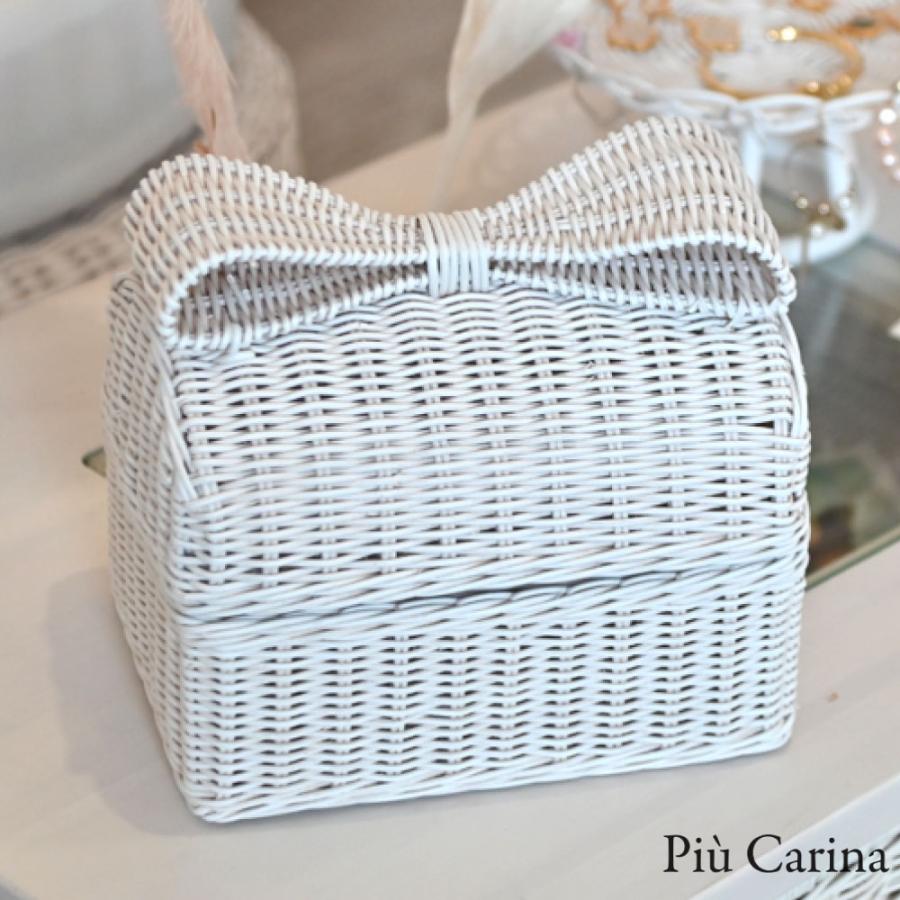 小物入れ 蓋つき バスケット 白 おしゃれ 人気 かわいい リボン fiore