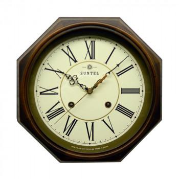 昔のユーロスタイルをイメージした掛け時計。さんてる 日本製 EUスタイルクラシカル 電波掛け時計 アンティークブラウン DQL675-R (ローマ文字) (APIs)