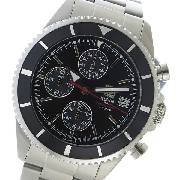 エルジン ELGIN クロノ クオーツ メンズ 腕時計 FK1418S-B ブラック ブラック｜yumerca｜02