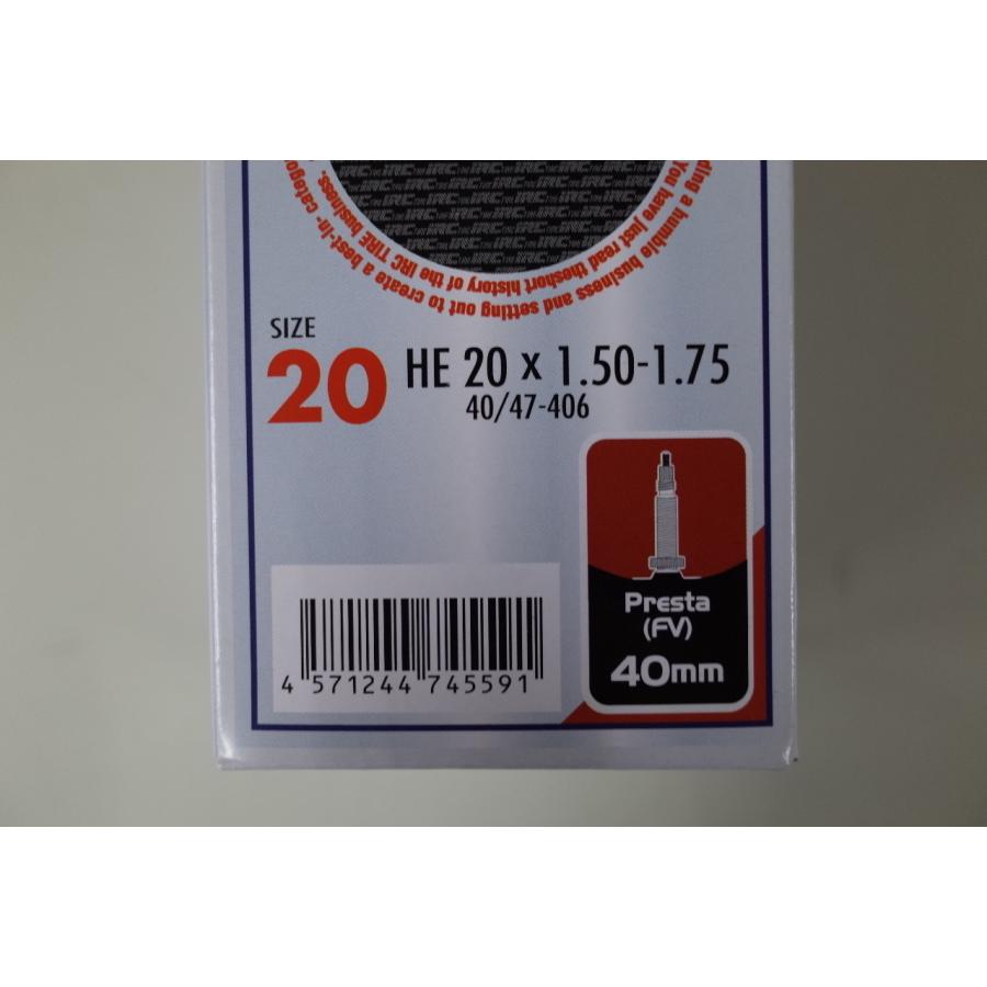 IRC IRC HE 20x1.50-1.75(40/47-406) 仏式バルブチューブ バルブ長