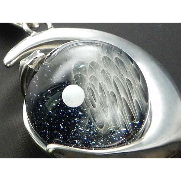 当店オリジナル 1点物 三日月Silver925＆宇宙ガラスネックレス メンズ