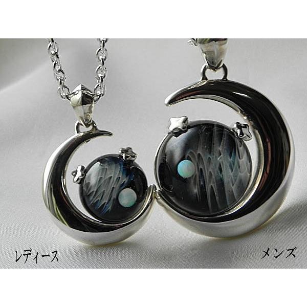 当店オリジナル 1点物 三日月Silver925＆宇宙ガラスネックレス メンズ