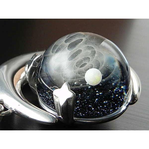 当店オリジナル 1点物 三日月Silver925＆宇宙ガラスネックレス メンズ