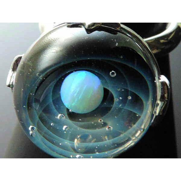 1点物 オリジナル ホワイトオパール入り 宇宙ガラスリング 宇宙リング