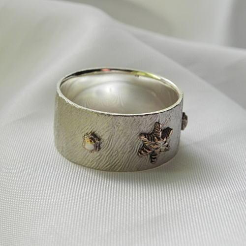 雪の結晶リング スノーフレーク シルクホワイトリング メンズリング