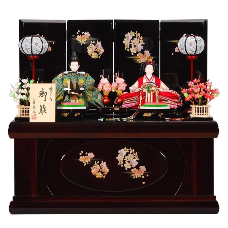 雛人形 親王収納飾り 花丸 はなまる セット溜塗り花丸屏風 Sb 15 1 雛人形 Sb 15 1 季節玩具 親王収納飾