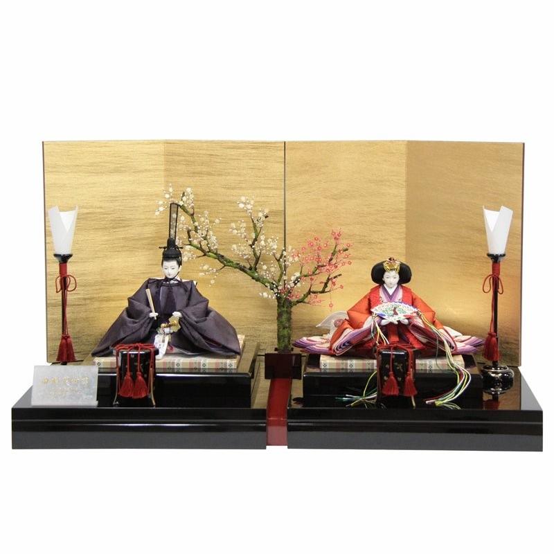 雛人形 親王平飾り 田村芙紗彦作 丸鴛鴦紋 （熊倉101頭） hn148 hs1467 二曲一双金屏風 (to1562)(131040円)