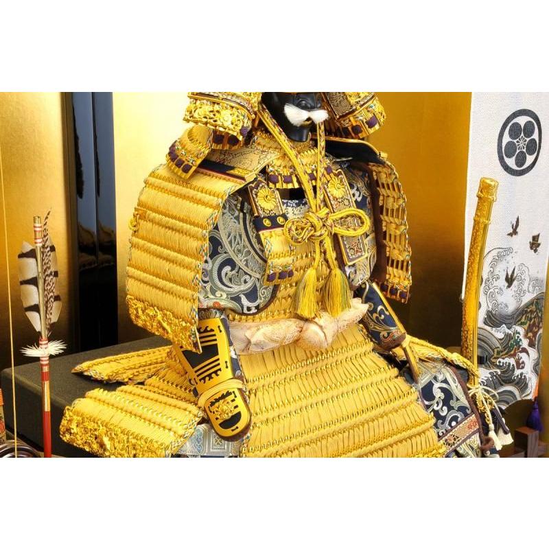 昭和レトロ 雄山作 金箔押 甲子之金 大鎧 12号 鎧兜 甲冑 鎧飾り 五月人形 五月人形 鎧平飾り 鈴甲子雄山作 12号甲子之吉祥緋縅大鎧飾り 5-53-301