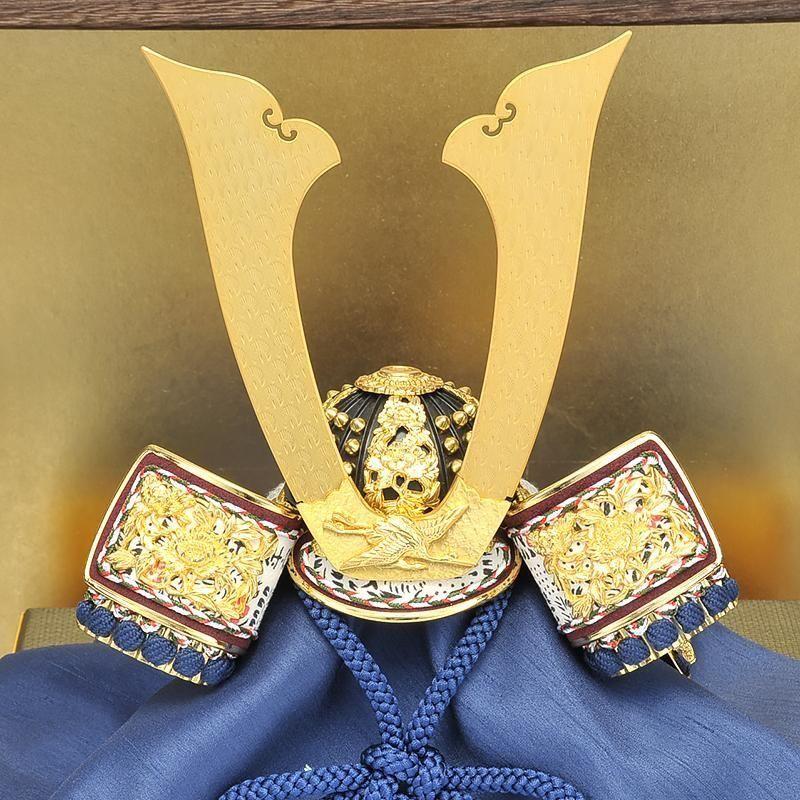 五月人形 兜平飾り 京都 平安武久作 8号本金箔押紺裾濃兜飾り 5-60-070