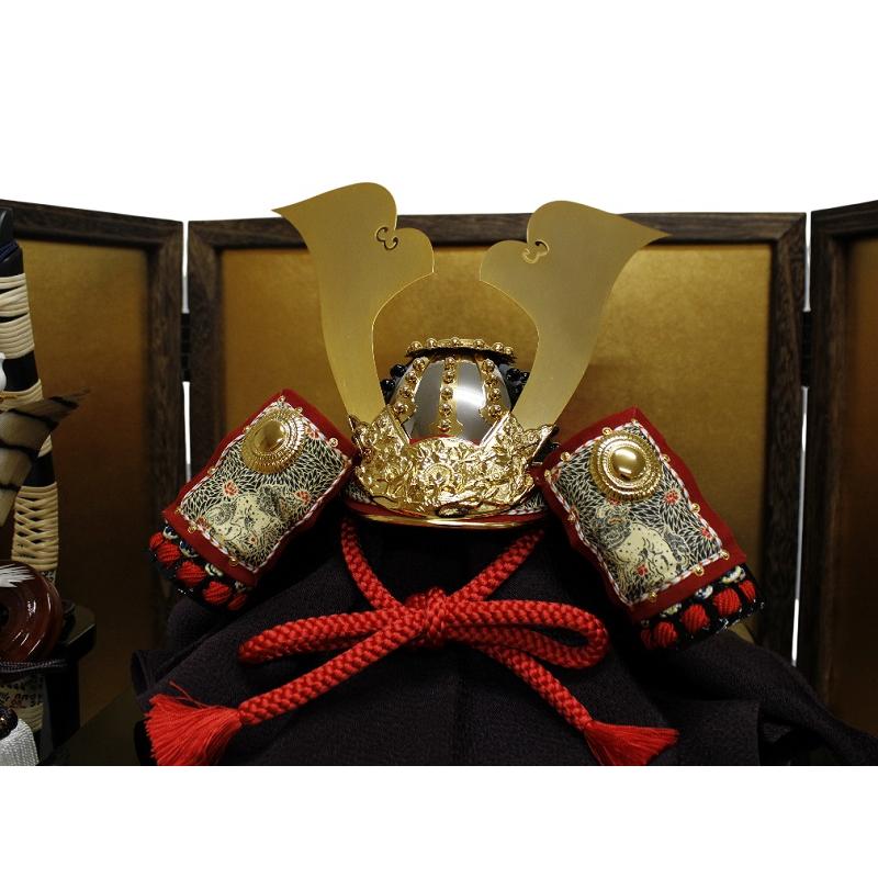 兜平飾り　加藤鞆美作　1/3　源義経　牡丹兜　合せ鉢（正絹　赤糸） F57-058H　_3