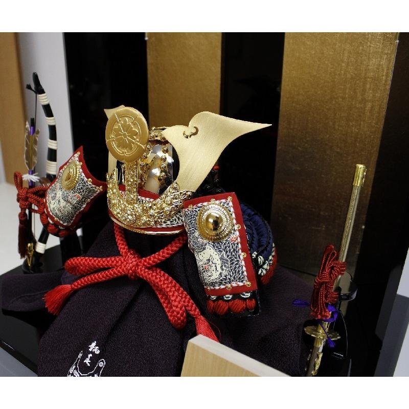 兜収納飾り　加藤鞆美作　1/3　織田信長　兜　合せ鉢（正絹　紺糸）　F57-220S_2