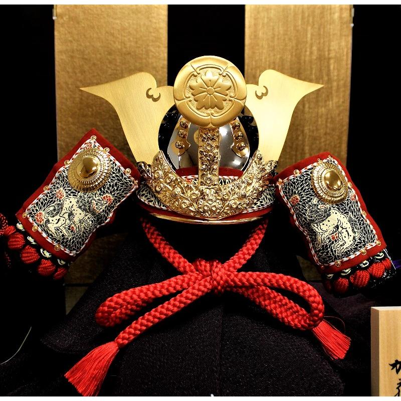 兜収納飾り　加藤鞆美作　1/3　織田信長　兜　合せ鉢（正絹　紺糸）　F57-220S_3