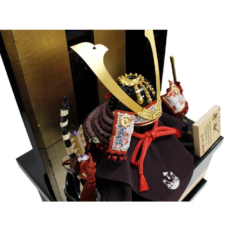 兜収納飾り 加藤鞆美作 1/3 源頼朝 国宝極上兜源氏車合せ鉢（正絹