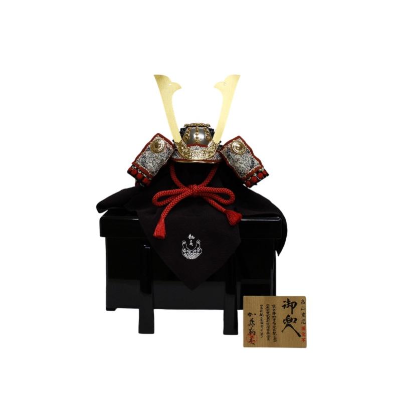 兜平飾り　加藤鞆美作　1/3　畠山重忠　兜　国宝　雲たすき（正絹　赤） F57-302H　_1