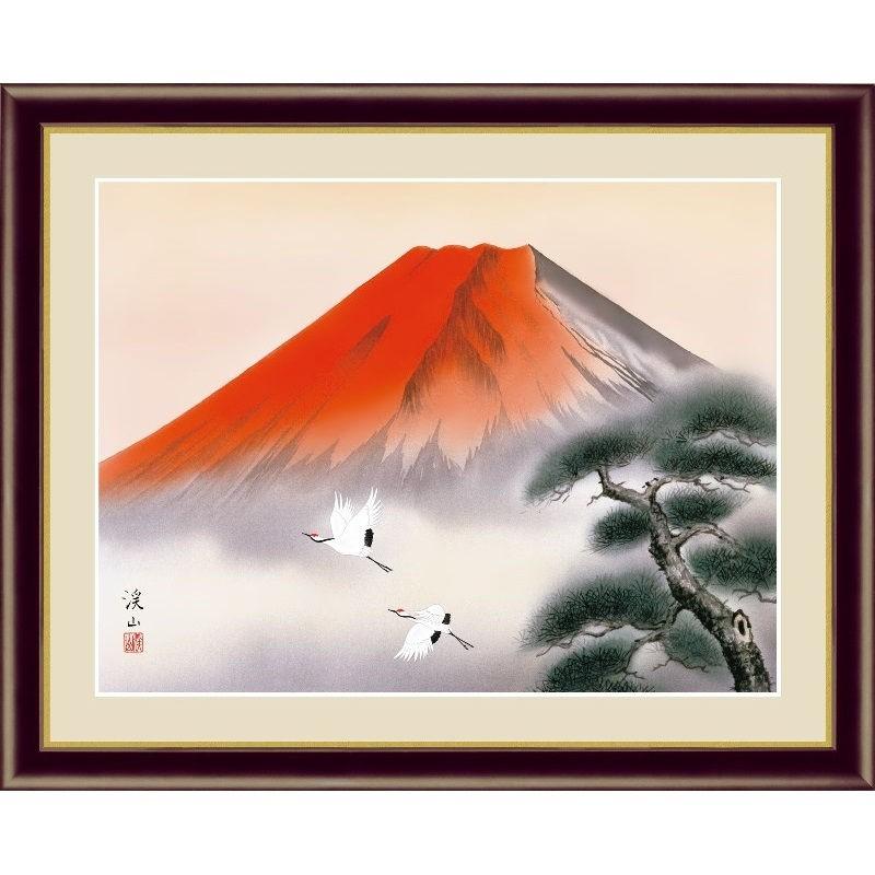額絵 日本画 富士山水画 赤富士飛翔 F4 伊藤渓山 [G4-BF041-F4