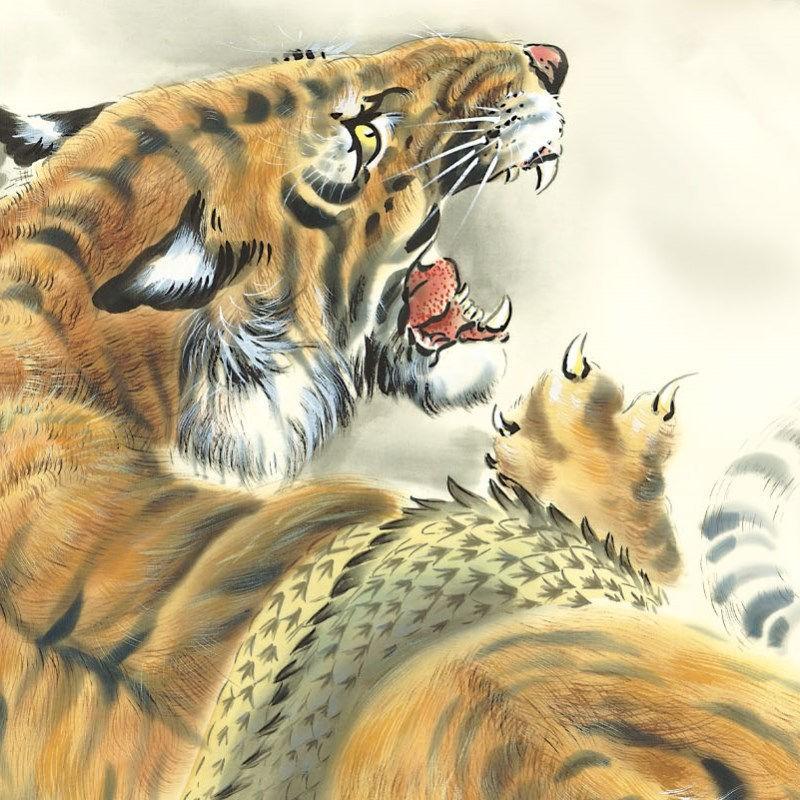 額絵 日本画 縁起画 龍虎図 F4 長江桂舟 [G4-BY034-F4]【代引き不可