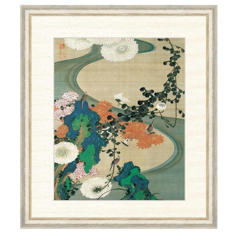 ブランドのギフト 日本の名画 伊藤若冲 菊花流水図 F8 G4 Bn078 F8 タペストリー Www Oroagri Eu