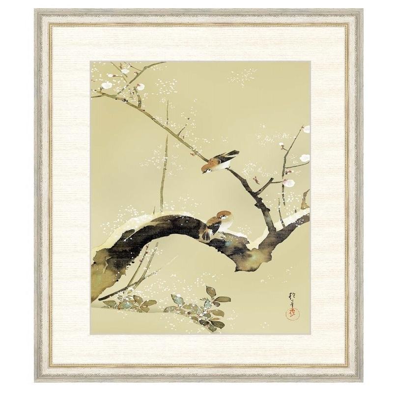 日本の名画 酒井抱一 梅、雀 F8 [g4-bn146-F8] : 人形のゆめさき