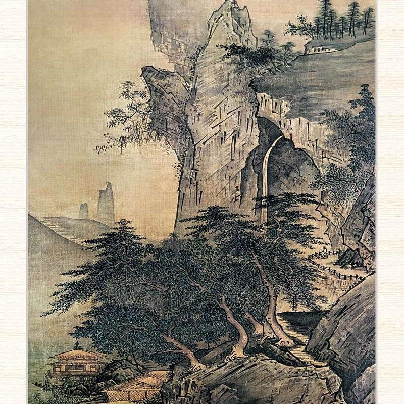 日本の名画 雪舟 四季山水図（夏） F8 [g4-bn155-F8] : 人形のゆめさき