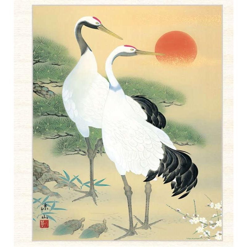 希少『真珠と貝』日本画 鶴と亀のアート 日本画 久米涼山 松竹梅鶴亀 F8 [g4-bt030-F8] : 人形のゆめさき