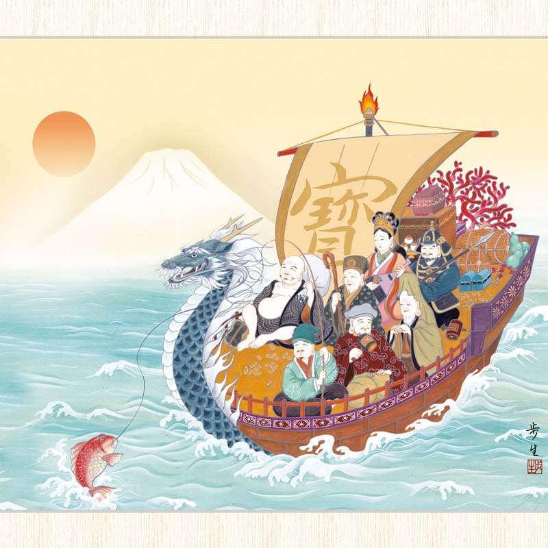 日本画 北山歩生 七福神 F8 [g4-by030-F8] : 人形のゆめさき