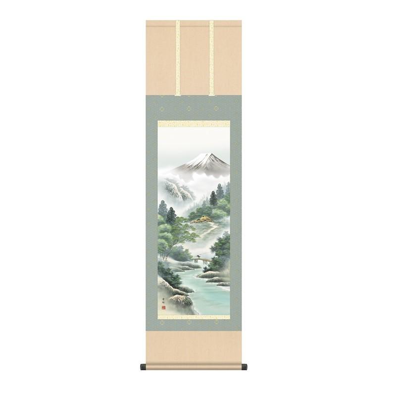 掛軸 景色画 夏掛け 涼風富峰 尺三 中山雪邨 [KZ2MB4-27B](代引っ張ること不可) 掛け軸-美術、工芸品