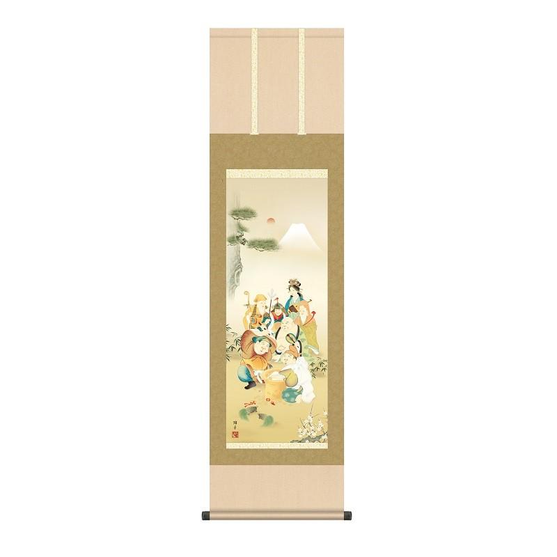 掛軸 慶事飾りつけ表徴画 七福神 尺三 鵜飼雄平 [KZ2MD1-038](代引っ張ること不可) 美術、工芸品-掛け軸-楽器、手芸、コレクション