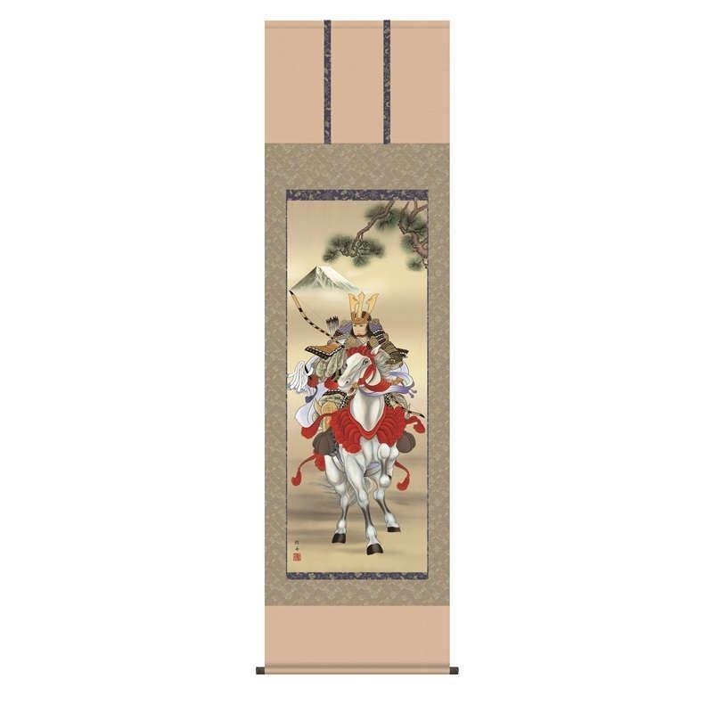 掛軸   白馬武者  長江桂舟  尺三   端午の節句の掛軸   h28f2-054-3