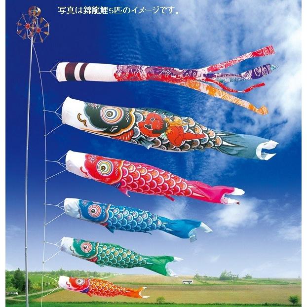 徳永 鯉のぼり 庭園用 ポール別売り 大型鯉 3m鯉3匹 錦龍 金太郎付  雲龍吹流しの画像