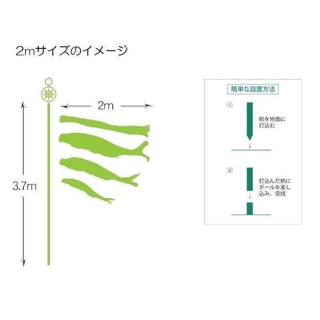 徳永 鯉のぼり 庭園用 ガーデンセット 杭打込式 ポールフルセット 1.5m鯉3匹 京錦 桜風吹流し_1