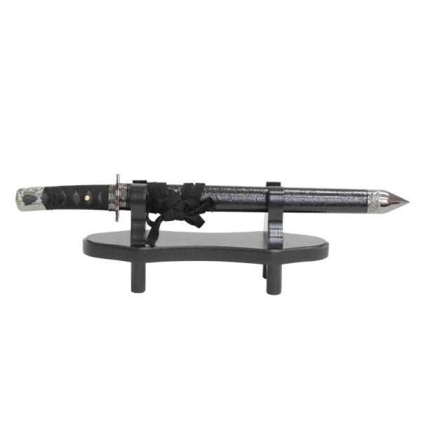 模造刀 懐刀シリーズ ミニ忍者刀 黒糸仕様 掛け台・刀袋付 ミニ刀 刃紋入り刀身 メッキ合金 neu028nibk 日本刀 美術刀剣 おもちゃ 通販 代引き不可