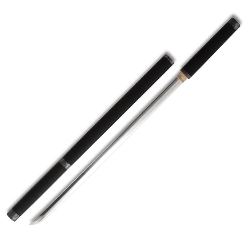 模造刀 忍者刀 杖栫え仕様刀 黒染め糸巻き アルミ刀身 仕込杖刀袋付