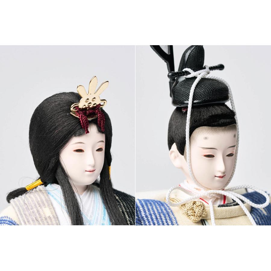 雛人形 親王平飾 田村芙紗彦作 青チェックのおひなさまセット vs-4980 桃の節句 【不鮮明な画像はご要望いただければ拡大画像を送信いたします】_1