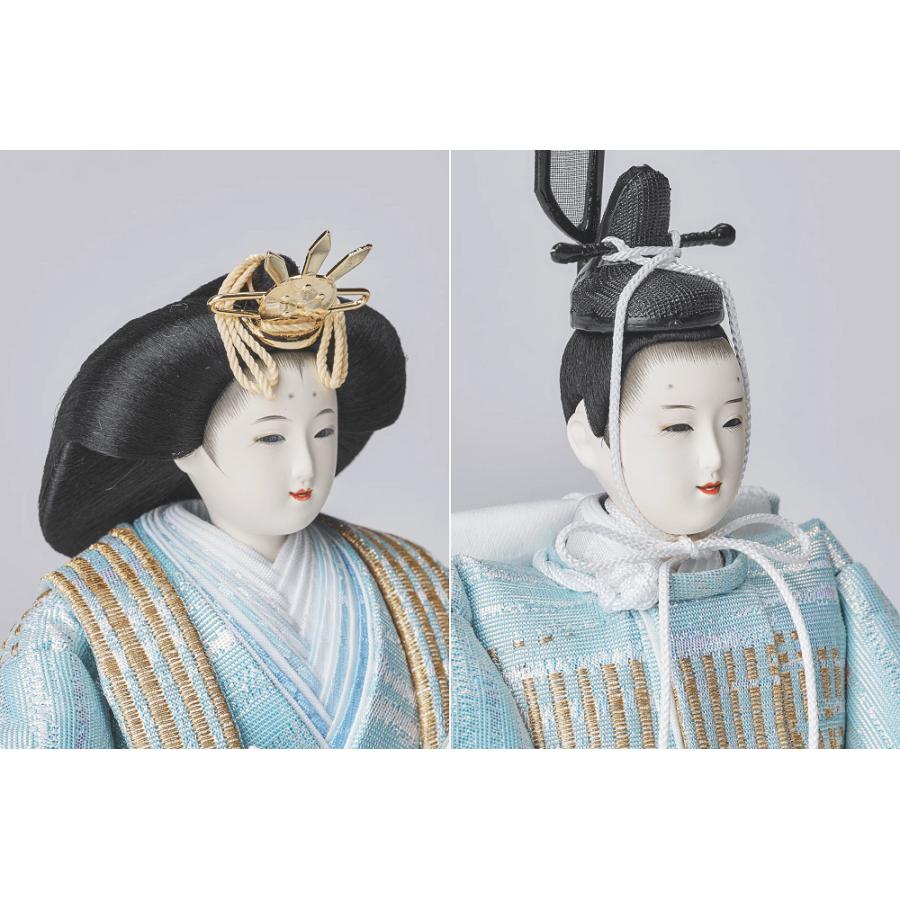 雛人形 親王平飾 田村芙紗彦作 西陣織帯、金と縹に輝くおひなさまセット