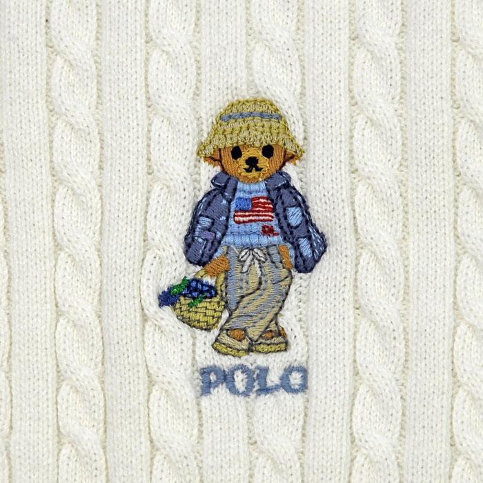 ポロ ラルフローレン カーディガン ニット ポロベア- 半袖 ガールズ レディース ブランド 綿100％ クマ POLO BEAR #313a11276の画像