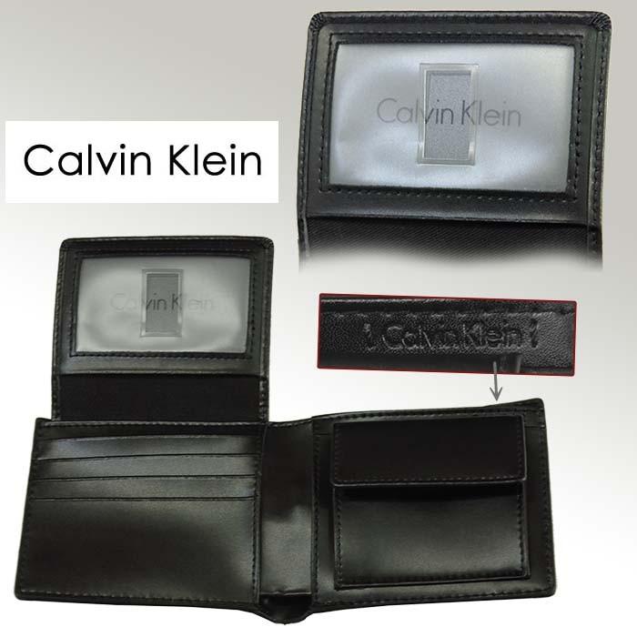 カルバンクライン 財布 二つ折り財布 本革 レザー CK クロコ型押し 小銭入れ付き メンズ レディース パスケース付 Calvin