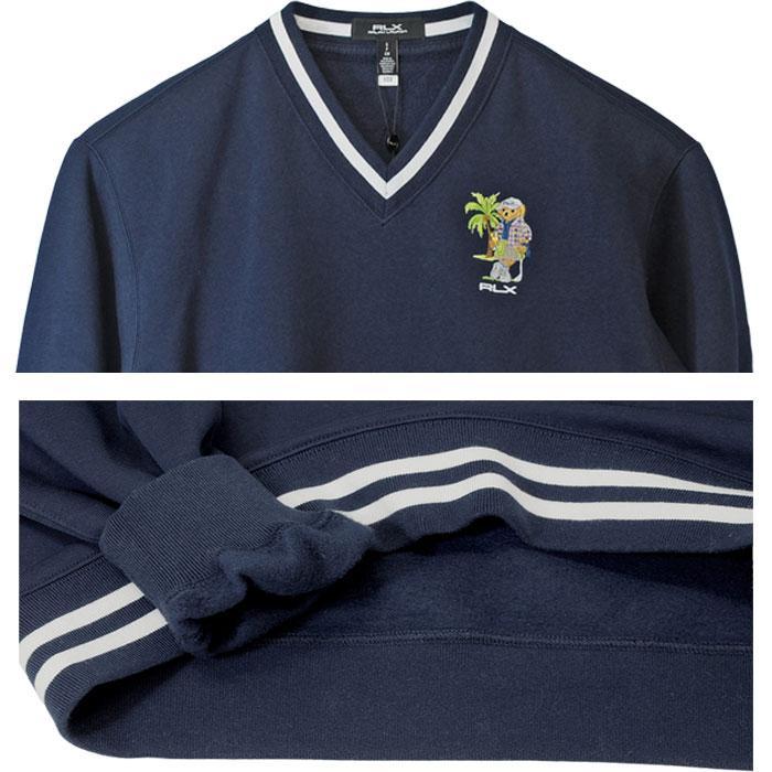 【美品】ラルフローレン RLX 長袖ポロシャツ ポロベア 刺繍 M 紺 POLO RALPH LAUREN（ポロ・ラルフローレン） トレーナー ポロベア